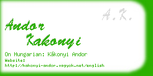 andor kakonyi business card
